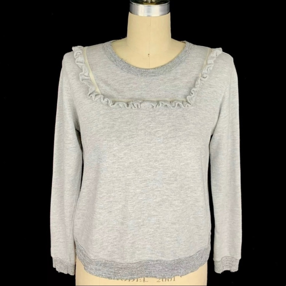 The Great Gray Shrunken Ruffle Bib Sweatshirt